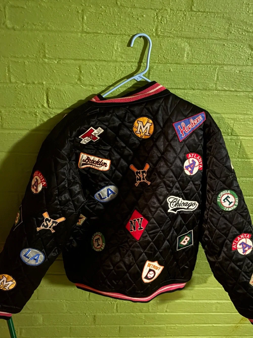 Black Quilted Jacket with Patchwork Logos